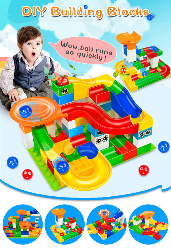 52 Pcs Construction Marble Race Maze Balls Track Building Blocks