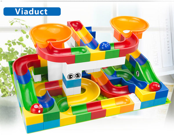 52 Pcs Construction Marble Race Maze Balls Track Building Blocks