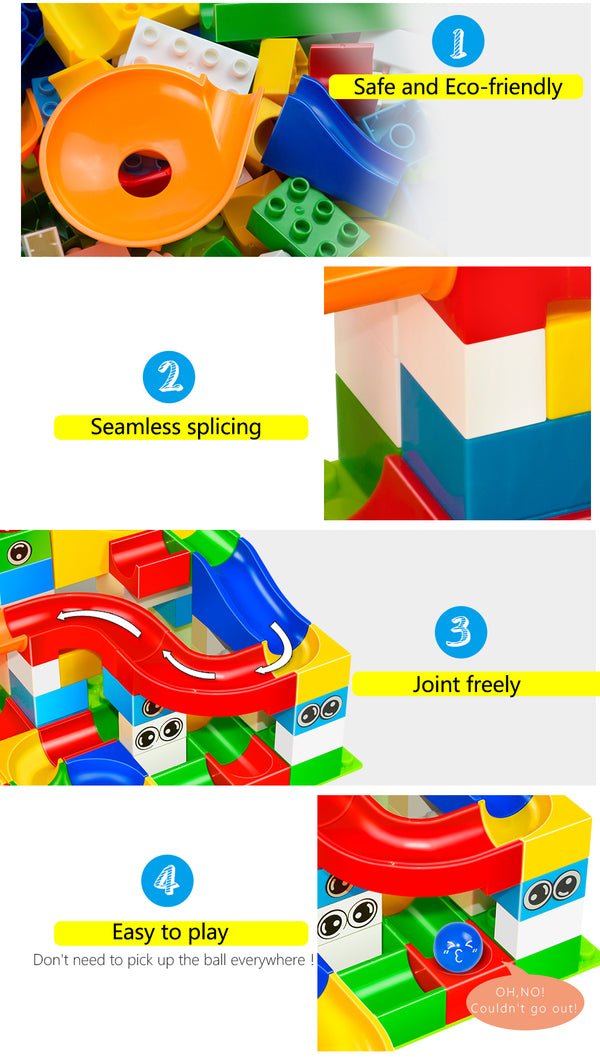 52 Pcs Construction Marble Race Maze Balls Track Building Blocks