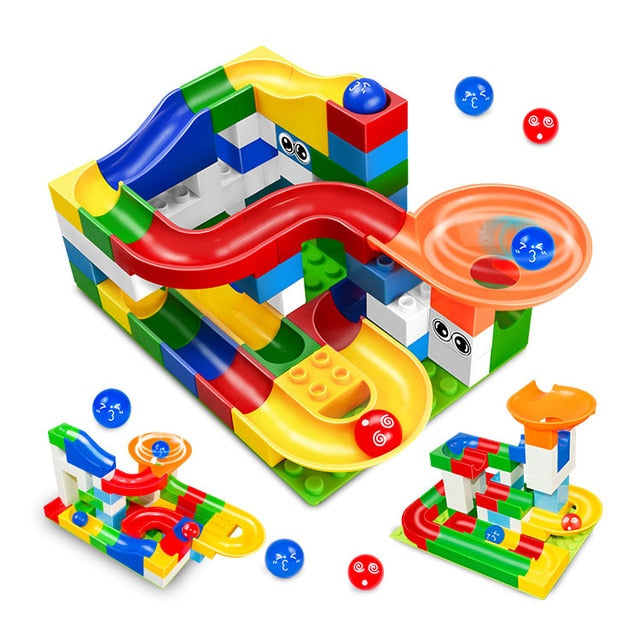 52 Pcs Construction Marble Race Maze Balls Track Building Blocks