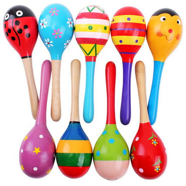 1pcs Colorful Wooden Maracas Baby Musical Instrument