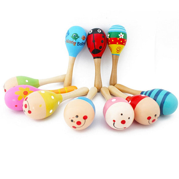 1pcs Colorful Wooden Maracas Baby Musical Instrument