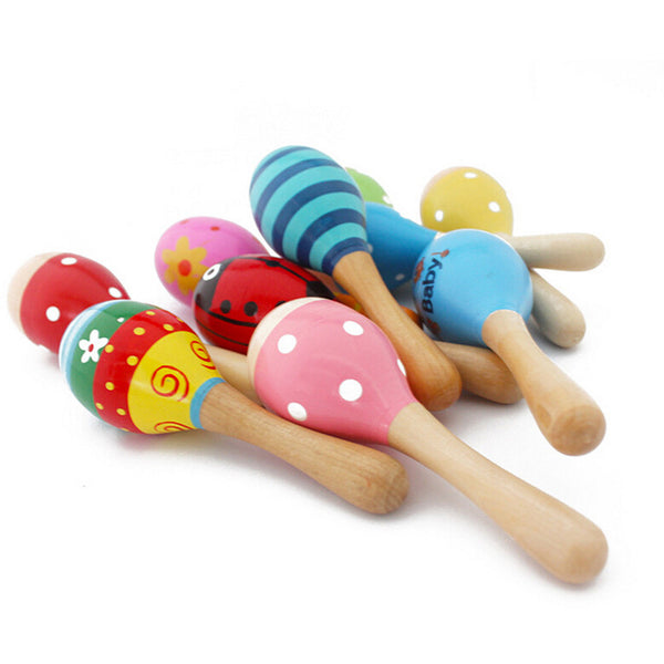 1pcs Colorful Wooden Maracas Baby Musical Instrument