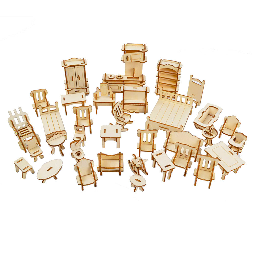 Wooden Doll House Furnitures Miniature Models